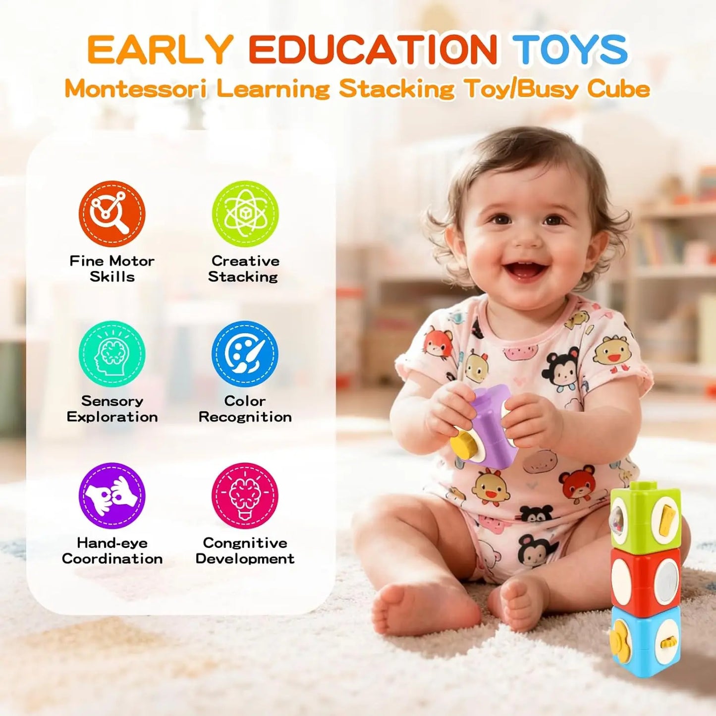 Montessori Activity Cube Busy Board Toy