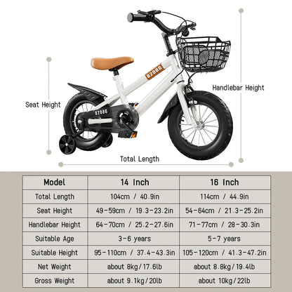 Training Wheels Basket Kids Bicycle
